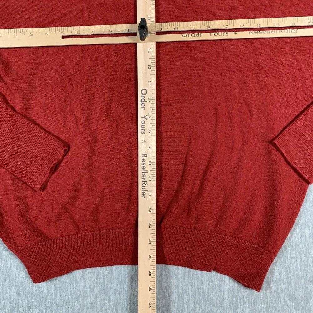 Dache Sweater Mens XL Red V Neck Acrylic Knit Pullover Lightweight Long Sleeve